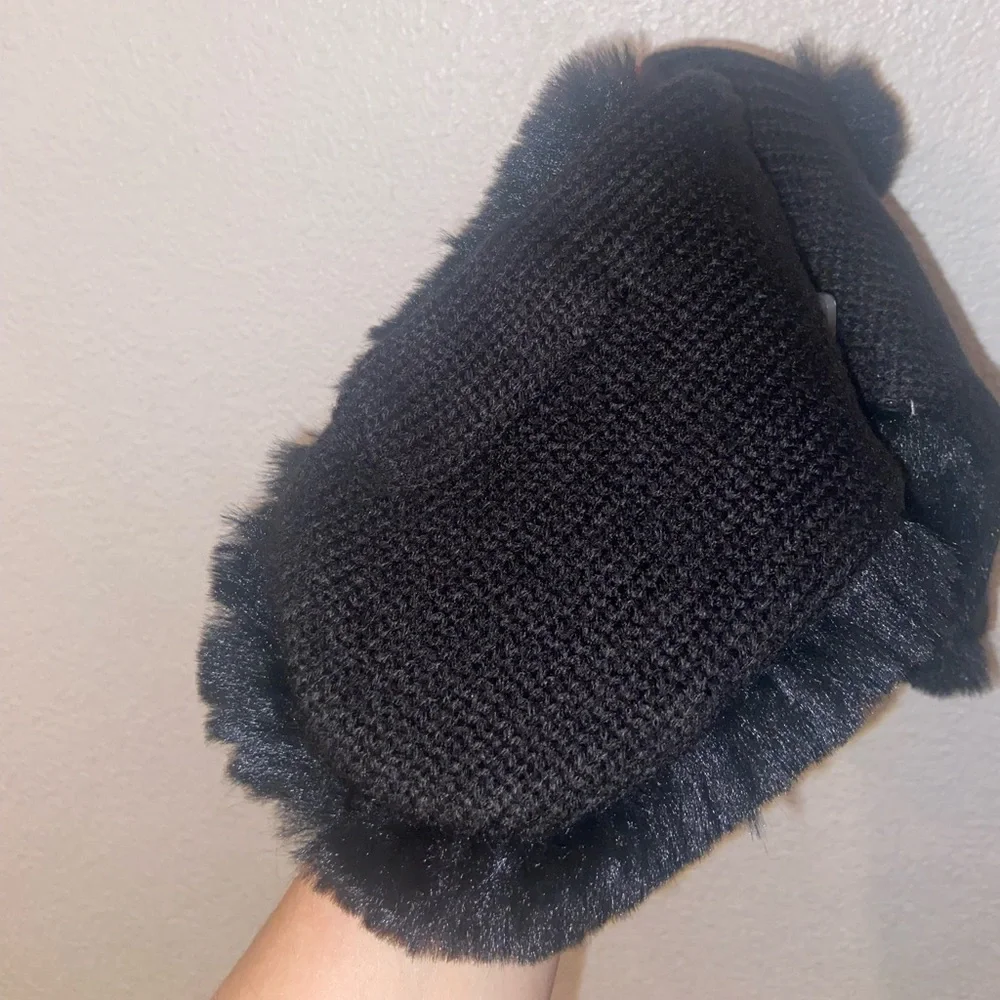 Girls black faux fur mittens gloves More Than Magic for Target gift winter layer